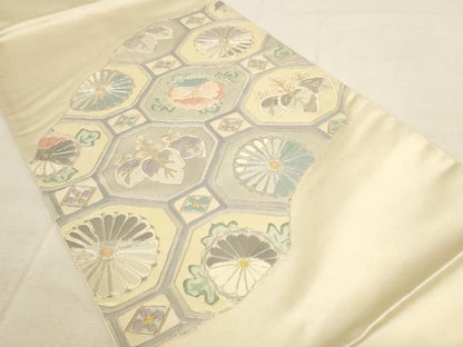 平和屋着物◎太鼓柄袋帯 駒刺繍 蜀江花文 引箔 正絹 逸品 AAAL5596pf