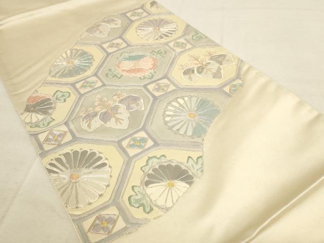 平和屋着物◎太鼓柄袋帯 駒刺繍 蜀江花文 引箔 正絹 逸品 AAAL5596pf