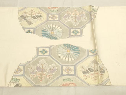 平和屋着物◎太鼓柄袋帯 駒刺繍 蜀江花文 引箔 正絹 逸品 AAAL5596pf