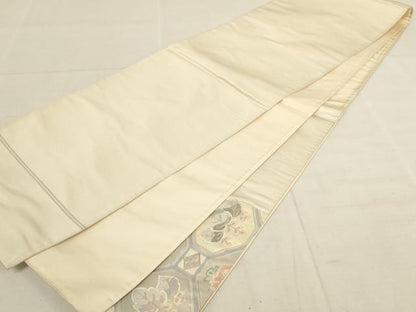 平和屋着物◎太鼓柄袋帯 駒刺繍 蜀江花文 引箔 正絹 逸品 AAAL5596pf