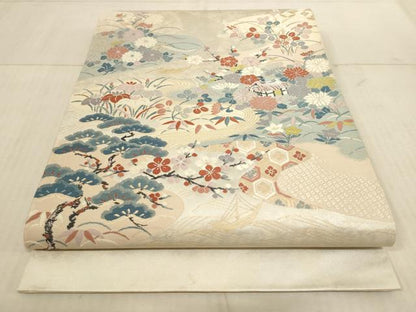 平和屋着物◎太鼓柄袋帯 風景文 金糸 正絹 逸品 AAAL5604pf