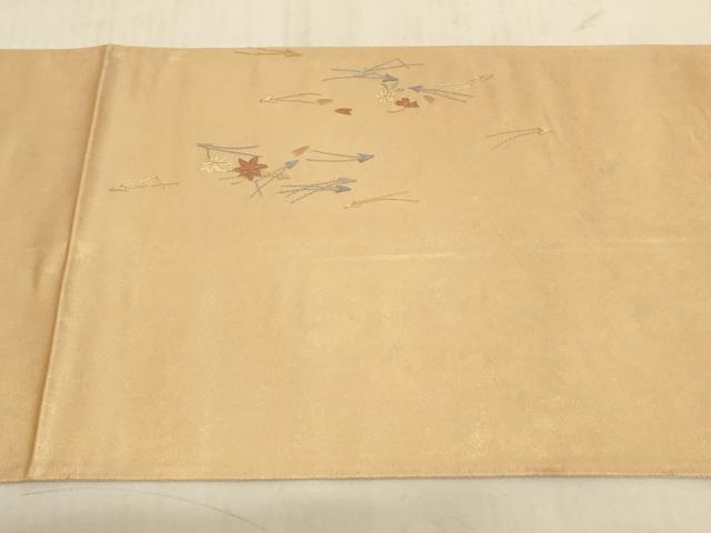 平和屋着物◎太鼓柄袋帯 総刺繍 草花文 引箔 正絹 逸品 AAAL5612pf