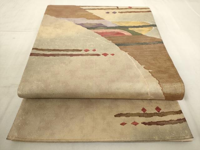 平和屋着物◎太鼓柄袋帯 すくい織 幾何学文様 金糸 正絹 逸品 AAAL6582tg