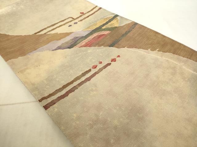 平和屋着物◎太鼓柄袋帯 すくい織 幾何学文様 金糸 正絹 逸品 AAAL6582tg