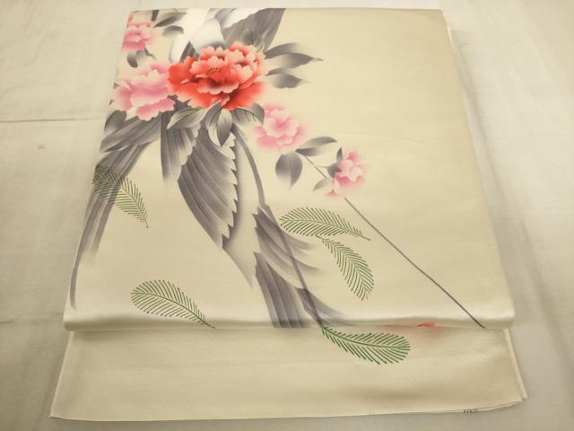 平和屋着物◎六通太鼓柄袋帯 草花文 正絹 逸品 AAAL6593tg