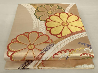 平和屋着物◎六通柄袋帯 慶長小袖 吉祥花文 八重菊 金銀糸 正絹 逸品 AAAL6638tg