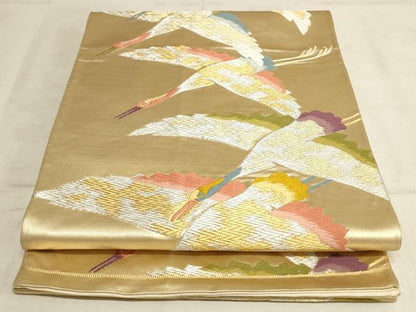 平和屋着物◎六通柄袋帯 飛鶴文 金銀糸 正絹 逸品 AAAL7084pf