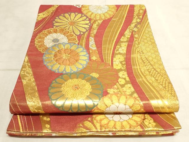 平和屋着物◎佐賀錦 六通柄袋帯 舞花文 金糸 正絹 逸品 AAAL7112pf