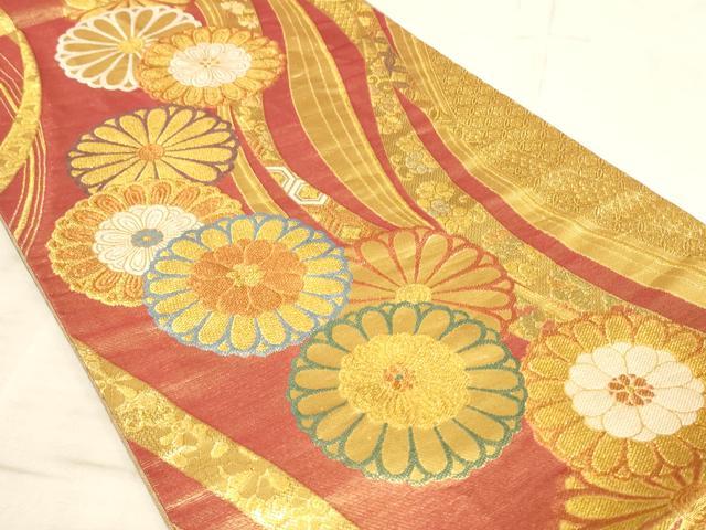 平和屋着物◎佐賀錦 六通柄袋帯 舞花文 金糸 正絹 逸品 AAAL7112pf