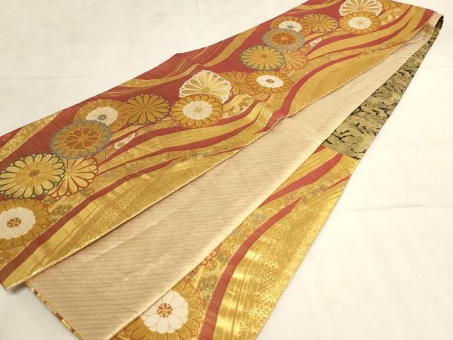 平和屋着物◎佐賀錦 六通柄袋帯 舞花文 金糸 正絹 逸品 AAAL7112pf