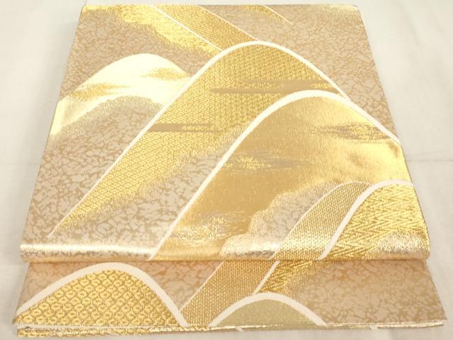 平和屋着物◎六通柄袋帯 重山霞文 金糸 正絹 逸品 AAAL7845ex