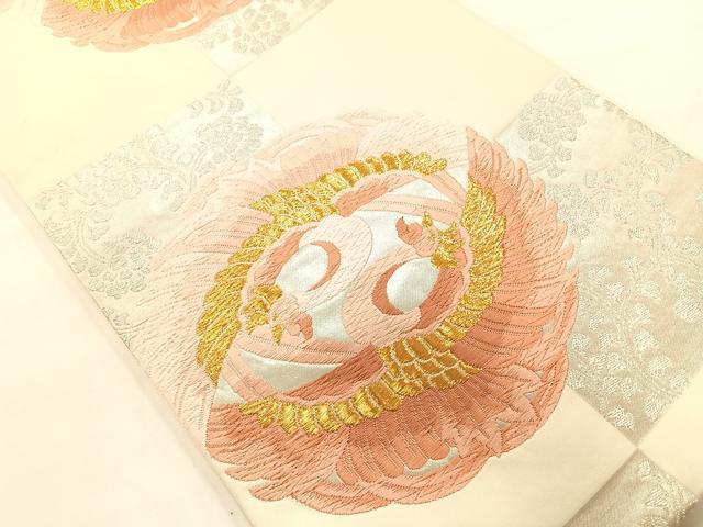 平和屋着物◎六通柄袋帯 唐織 向い鳳凰花文 金銀糸 正絹 逸品 AAAL8295yx