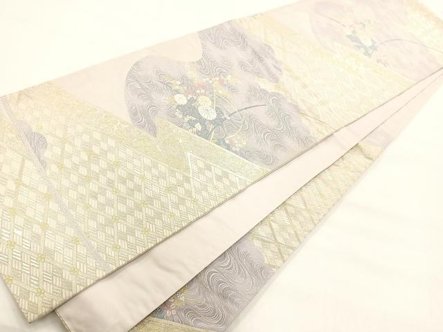 平和屋着物◎六通柄袋帯 松皮菱流水花文 金銀糸 正絹 逸品 AAAL8297yx