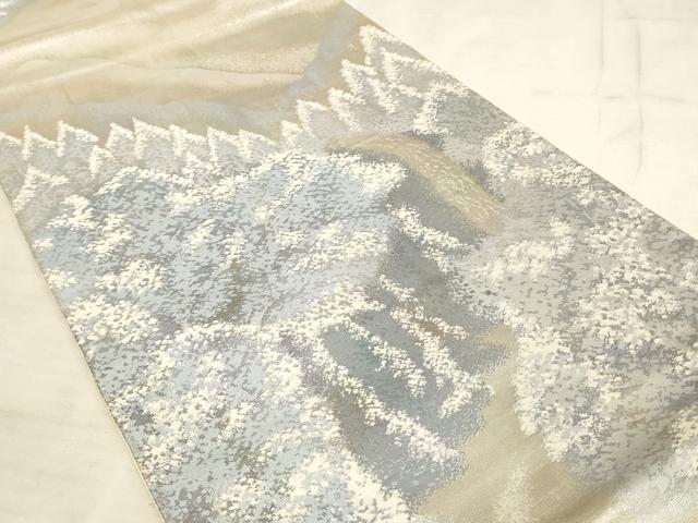 平和屋着物◎六通柄袋帯 風景文 銀糸 正絹 逸品 AAAL8928pf