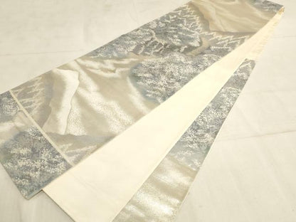 平和屋着物◎六通柄袋帯 風景文 銀糸 正絹 逸品 AAAL8928pf