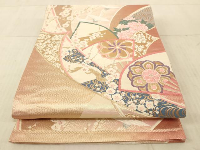 平和屋着物◎六通柄袋帯 唐織 飛鶴花文 金糸 正絹 逸品 AAAL8936pf