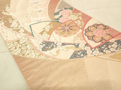 平和屋着物◎六通柄袋帯 唐織 飛鶴花文 金糸 正絹 逸品 AAAL8936pf