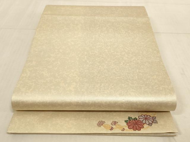 平和屋着物◎六通柄袋帯 刺繍 ワンポイント 結び紐花文 引箔 正絹 逸品 AAAL8954pf