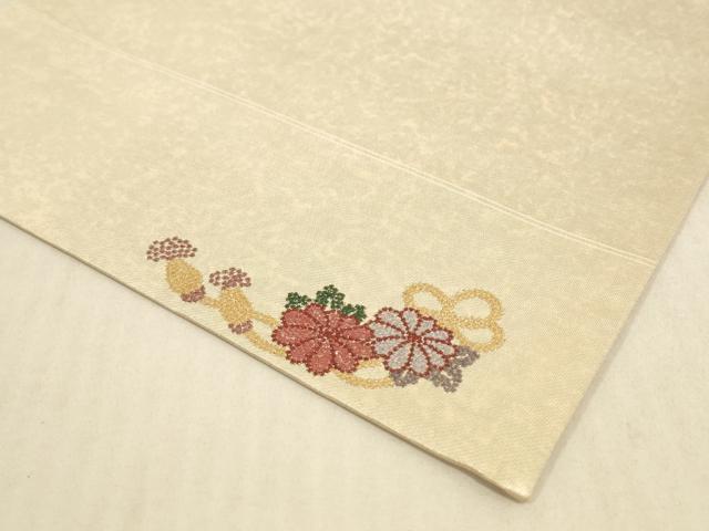 平和屋着物◎六通柄袋帯 刺繍 ワンポイント 結び紐花文 引箔 正絹 逸品 AAAL8954pf