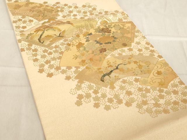 平和屋着物◎太鼓柄袋帯 地紙吉祥花鳥文 金糸 金彩 正絹 逸品 AAAL9077ex