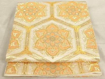 平和屋着物◎六通柄袋帯 正倉院天井花文 金糸 正絹 逸品 AAAL9096ex