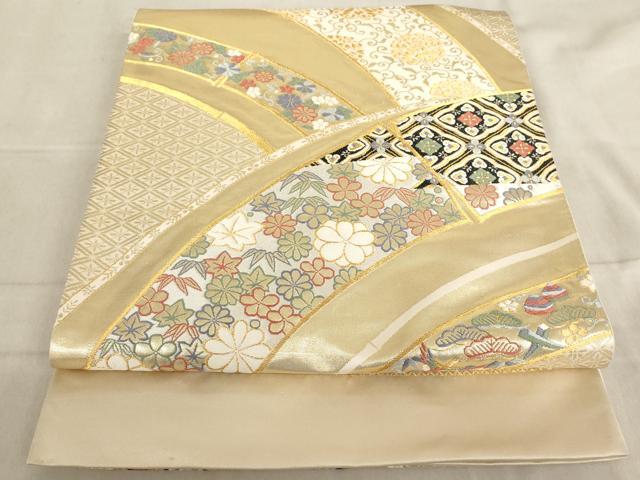 平和屋着物◎六通柄袋帯 竹取り吉祥花鳥文 金糸 正絹 逸品 AAAL9117ex