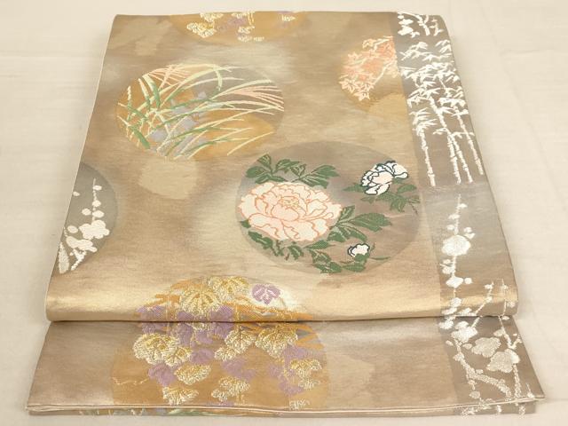 平和屋着物◎六通柄袋帯 唐織 花丸文 金銀糸 正絹 逸品 AAAL9138ex