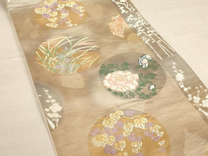 平和屋着物◎六通柄袋帯 唐織 花丸文 金銀糸 正絹 逸品 AAAL9138ex