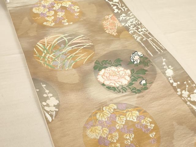 平和屋着物◎六通柄袋帯 唐織 花丸文 金銀糸 正絹 逸品 AAAL9138ex