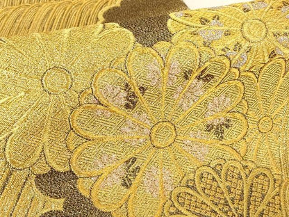 平和屋着物●六通柄袋帯 舞花文 金糸 正絹 逸品 AAAL9649wj