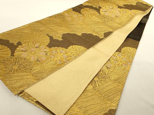 平和屋着物●六通柄袋帯 舞花文 金糸 正絹 逸品 AAAL9649wj