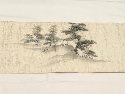 平和屋着物◎九寸名古屋帯　作家物　手描き　風景文　正絹　逸品　AAAL9938Aex