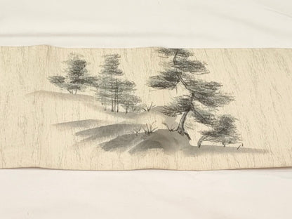 平和屋着物◎九寸名古屋帯　作家物　手描き　風景文　正絹　逸品　AAAL9938Aex