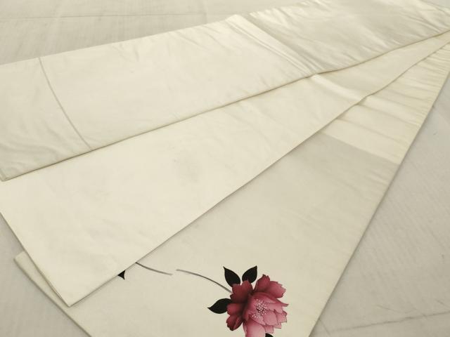 平和屋着物◎太鼓柄袋帯 風景枝花文 銀彩 引箔 正絹 逸品 AAAM0953tn