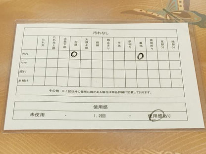 平和屋着物◎六通太鼓柄袋帯 作家物 手描き 流水舞蝶文 金銀彩 正絹 逸品 AAAM0954tn