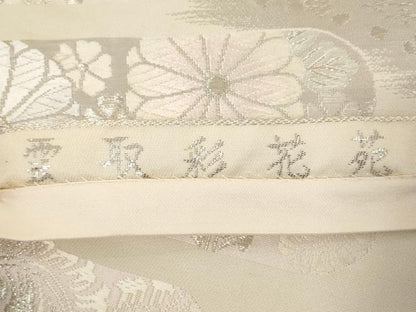 平和屋着物◎六通柄袋帯 唐織 雲取彩花苑 プラチナ箔 正絹 逸品 AAAM2151az