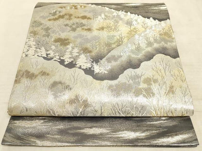 平和屋着物◎六通柄袋帯 風景文 金銀糸 正絹 逸品 AAAM3372sx