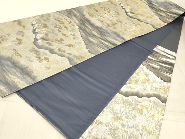 平和屋着物◎六通柄袋帯 風景文 金銀糸 正絹 逸品 AAAM3372sx