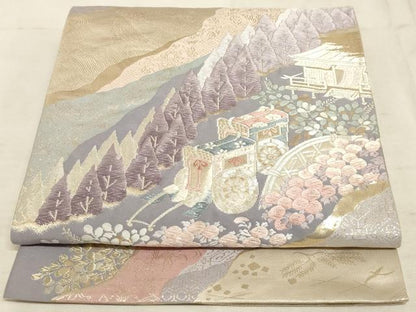 平和屋着物◎六通柄袋帯 唐織 吉祥萬代 銀糸 正絹 逸品 AAAM3385sx