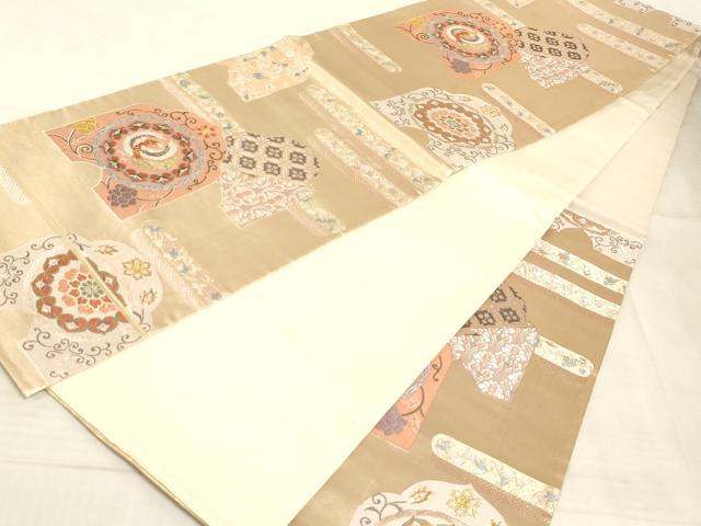 平和屋着物◎六通柄袋帯 唐織 鳳凰花文 金糸 正絹 逸品 AAAM3388sx