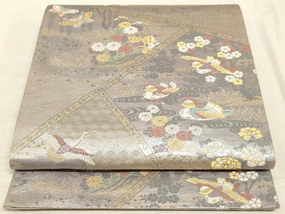 平和屋着物◎六通柄袋帯 九百新花鳥錦 金銀糸 正絹 逸品 AAAM3389sx