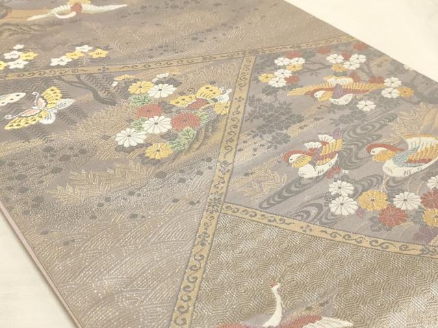 平和屋着物◎六通柄袋帯 九百新花鳥錦 金銀糸 正絹 逸品 AAAM3389sx