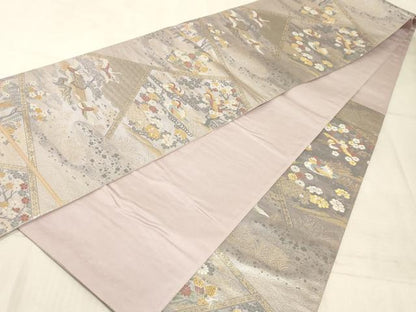 平和屋着物◎六通柄袋帯 九百新花鳥錦 金銀糸 正絹 逸品 AAAM3389sx