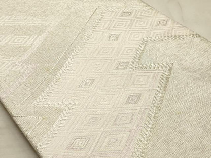 平和屋着物◎六通柄袋帯 唐織 松皮菱文 銀糸 正絹 逸品 AAAM3434sx