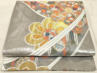 平和屋着物◎六通柄袋帯 唐織 吉祥花文 金銀糸 正絹 逸品 AAAM3481sx