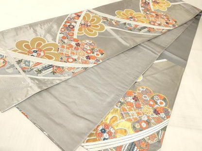 平和屋着物◎六通柄袋帯 唐織 吉祥花文 金銀糸 正絹 逸品 AAAM3481sx