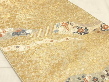 平和屋着物◎六通柄袋帯 唐織 道長花文 金糸 正絹 逸品 AAAM3514sx