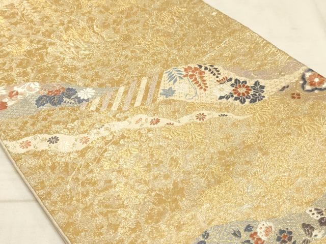 平和屋着物◎六通柄袋帯 唐織 道長花文 金糸 正絹 逸品 AAAM3514sx