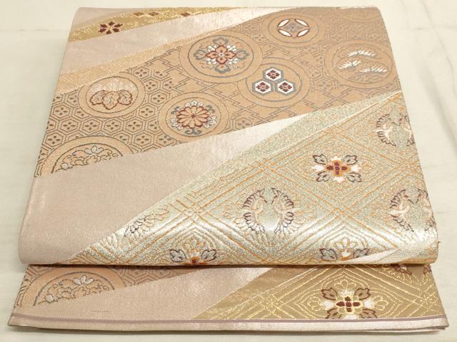 平和屋着物◎六通柄袋帯 双鳥花文 金銀糸 正絹 逸品 AAAM3550sx