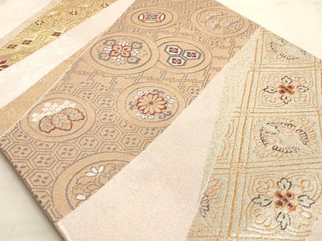 平和屋着物◎六通柄袋帯 双鳥花文 金銀糸 正絹 逸品 AAAM3550sx